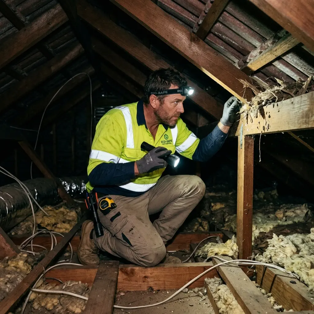 Technician inspecting a Croydon subfloor void for a deceased cat